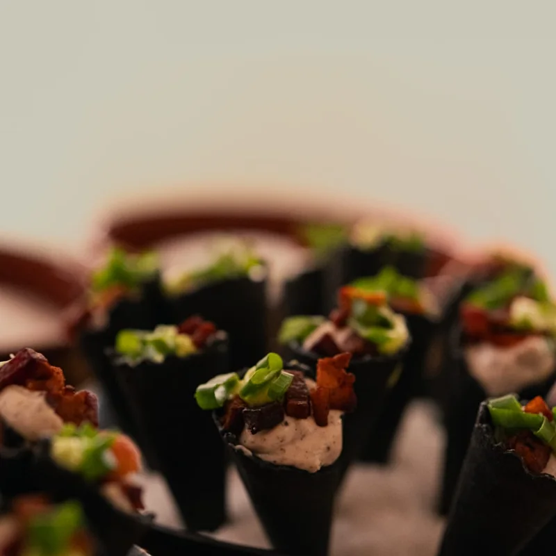 Cone canapés ready for service