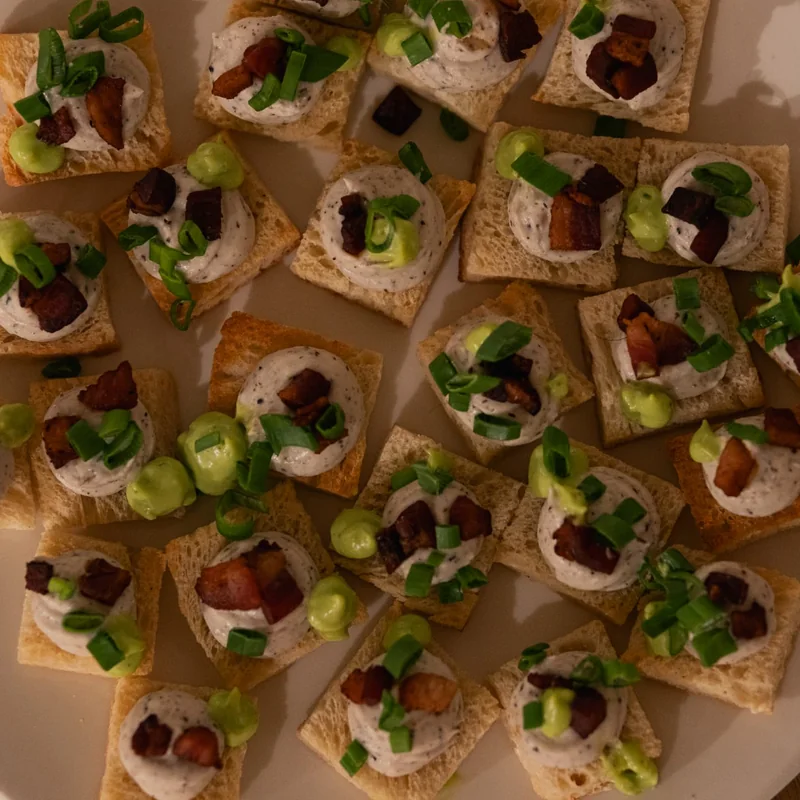 Canapés plated from above